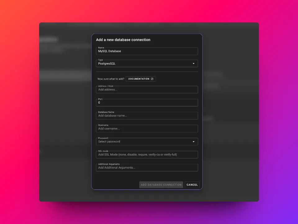 database connection configuration